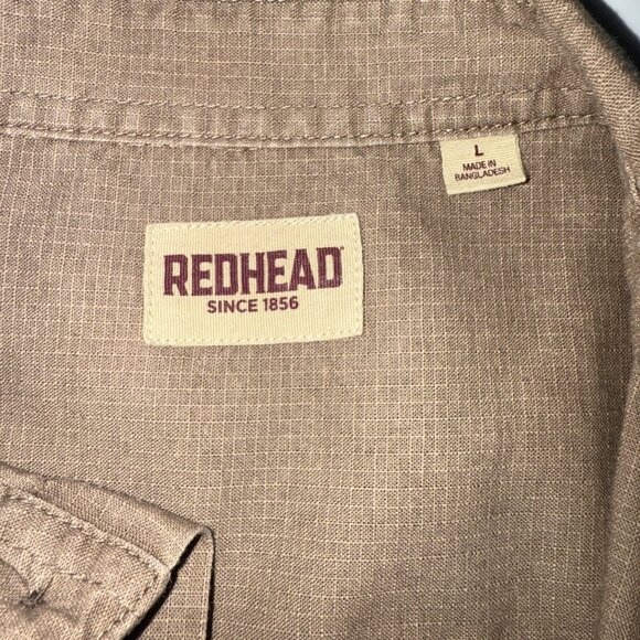 RedHead Mens Button-Down Utility Shirt Long Sleeve Khaki Cotton Size Large - Picture 3 of 5